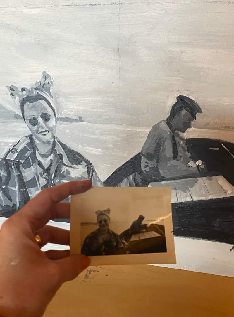 Student painting in Independent studies