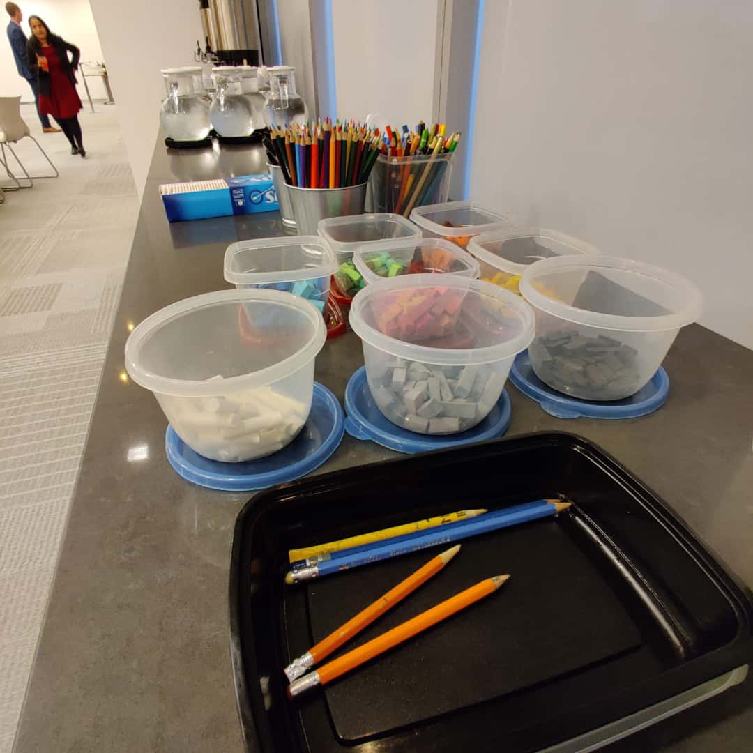 Artist at work with professional materials