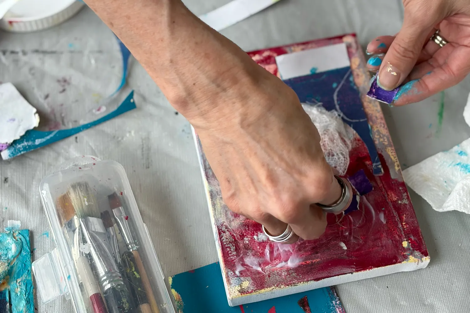 Nature in Abstraction Student practicing abstract painting techniques at Avenue Road Arts School.