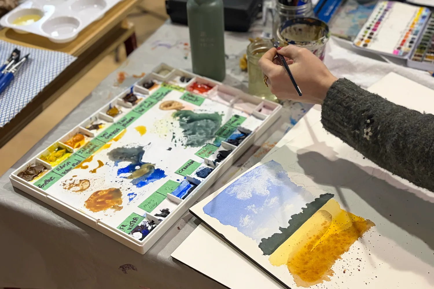 Watercolour Foundations NEW student exploring watercolour at aras
